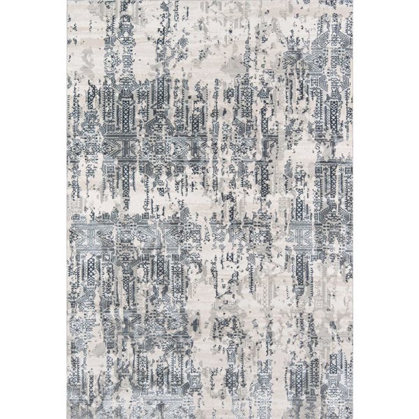ECARPET Claudia Grey Traditional Rectangle Polyester Medallion Area Rug - 8 x 12-ft
