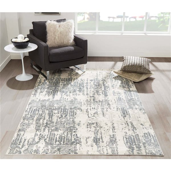 ECARPET Claudia Grey Traditional Rectangle Polyester Medallion Area Rug - 8 x 12-ft
