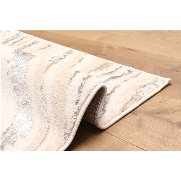 ECARPET Clara Ivory Contemporary Rectangle Polyester Abstract Area Rug - 8 x 10-ft