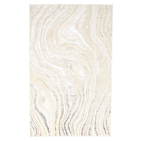 ECARPET Clara Ivory Contemporary Rectangle Polyester Abstract Area Rug - 8 x 10-ft