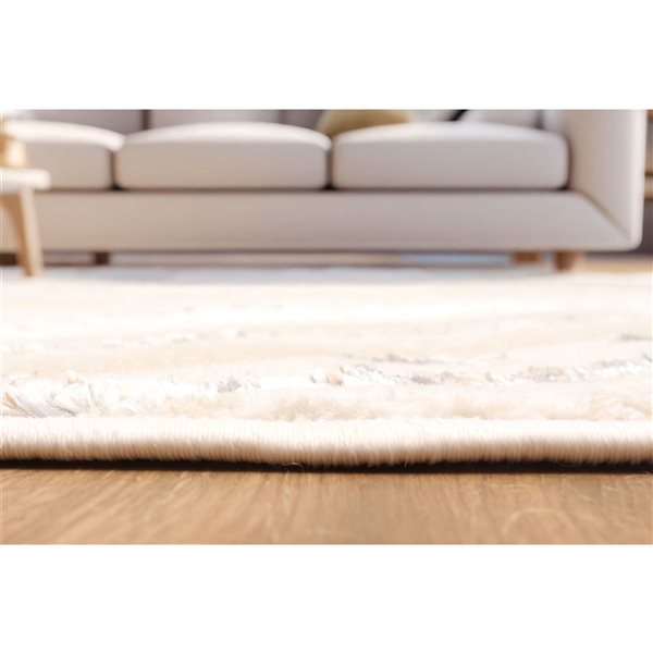 ECARPET Clara Ivory Contemporary Rectangle Polyester Abstract Area Rug - 8 x 10-ft