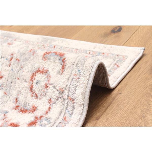 ECARPET Mira Ivory Traditional Rectangular Polyester Abstract Area Rug - 8 x 10-ft