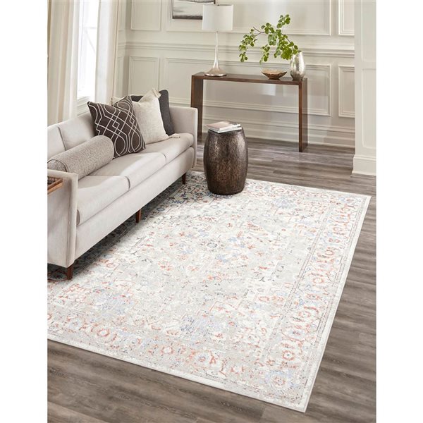 ECARPET Mira Ivory Traditional Rectangular Polyester Abstract Area Rug - 8 x 10-ft