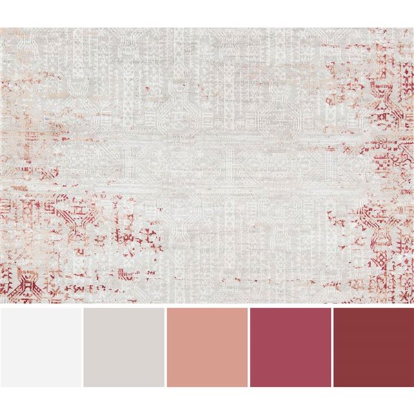 ECARPET Amber Red Traditional Rectangle Polyester Distressed/Overdyed Area Rug - 7 x 9-ft