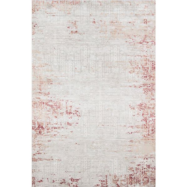 ECARPET Amber Red Traditional Rectangle Polyester Distressed/Overdyed Area Rug - 7 x 9-ft