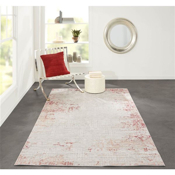 ECARPET Amber Red Traditional Rectangle Polyester Distressed/Overdyed Area Rug - 7 x 9-ft
