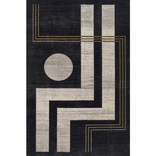 ECARPET Erisa Charcoal Contemporary Rectangular Polyester Geometric Area Rug - 7 x 9-ft