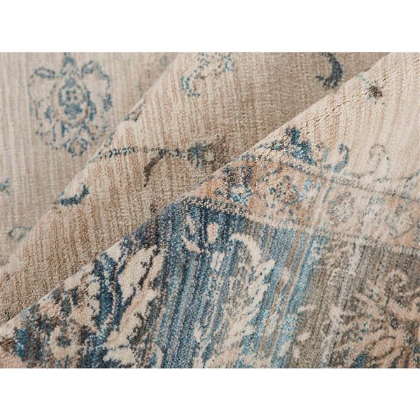 ECARPET Monet Blue Traditional Rectangular Polyester Abstract Runner Rug - 2 x 8-ft