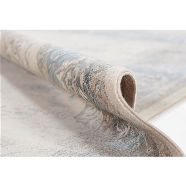 ECARPET Monet Blue Traditional Rectangular Polyester Abstract Runner Rug - 2 x 8-ft