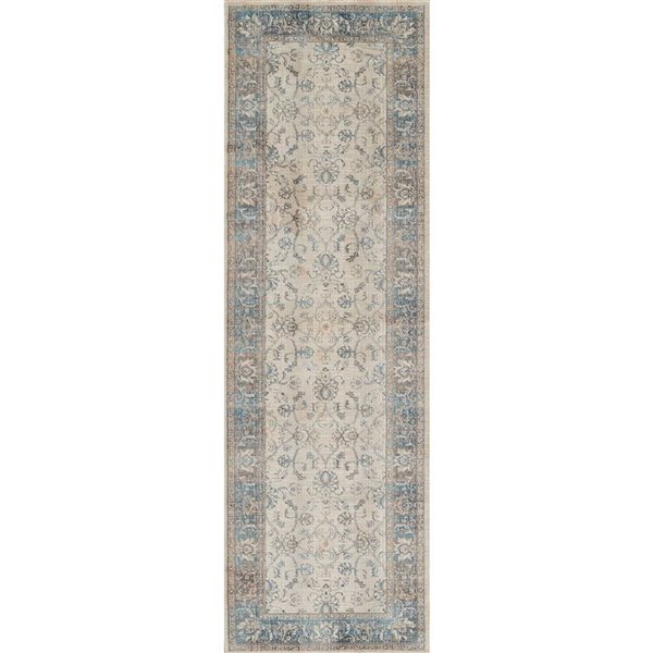 ECARPET Monet Blue Traditional Rectangular Polyester Abstract Runner Rug - 2 x 8-ft