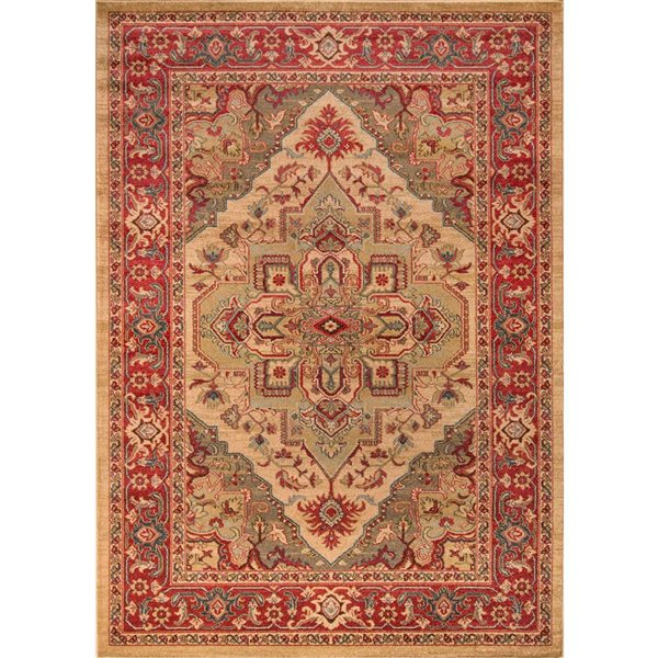ECARPET Lux Beige Traditional Rectangular Polypropylene Medallion Area Rug - 3 x 5-ft