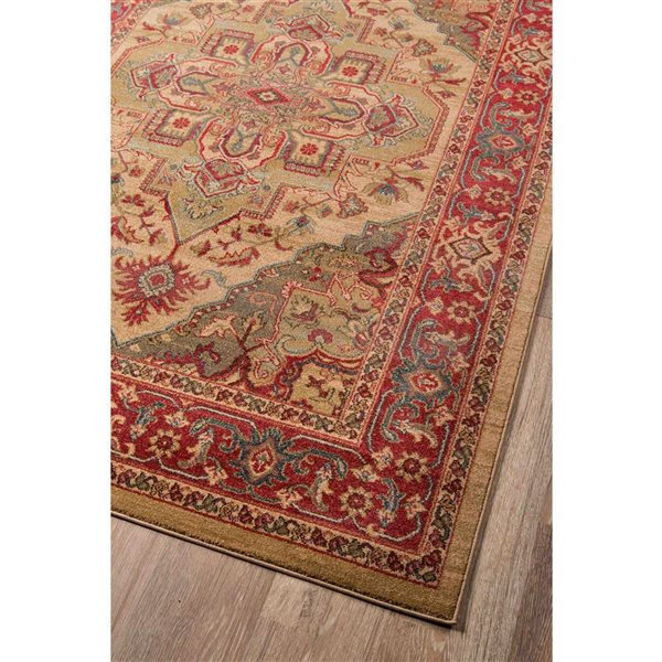 ECARPET Lux Beige Traditional Rectangular Polypropylene Medallion Area Rug - 3 x 5-ft