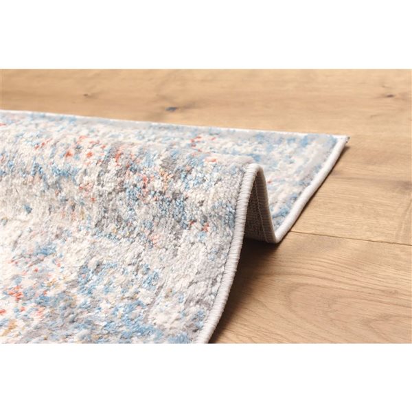 ECARPET Leila Ivory Traditional Rectangular Polyester Abstract Runner Rug - 2 x 8-ft