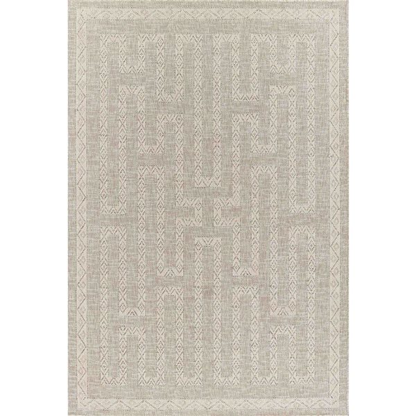 ECARPET Maze Grey Transitional Indoor/Outdoor Rectangular Polypropylene Geometric Area Rug - 8 x 10-ft