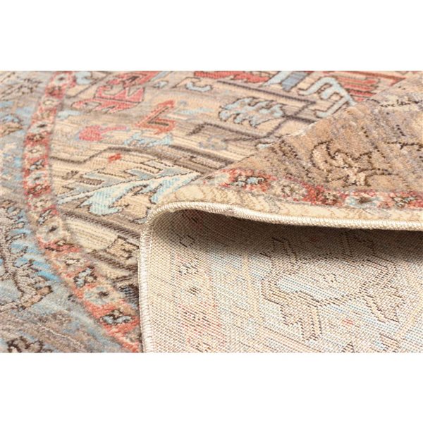 ECARPET Bettina Multicolour Traditional Round Polyester Abstract Rug - 5 x 5-ft