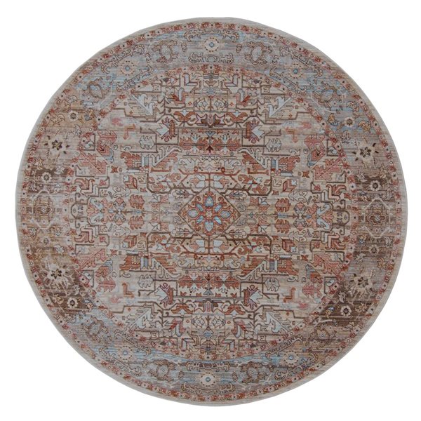 ECARPET Bettina Multicolour Traditional Round Polyester Abstract Rug - 5 x 5-ft