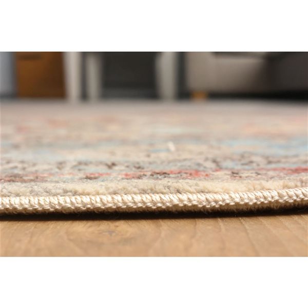 ECARPET Bettina Multicolour Traditional Round Polyester Abstract Rug - 5 x 5-ft
