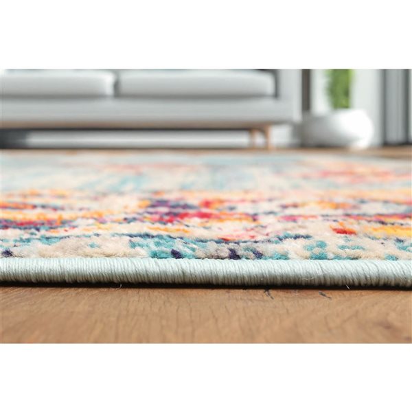 ECARPET Lotus Blue Traditional Rectangular Polypropylene Abstract Area Rug - 8 x 10-ft