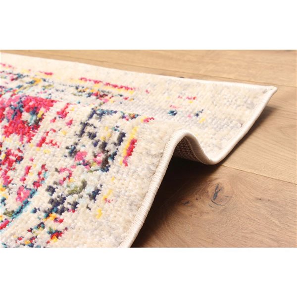 ECARPET Jasmine Ivory Traditional Rectangular Polypropylene Abstract Area Rug - 8 x 10-ft