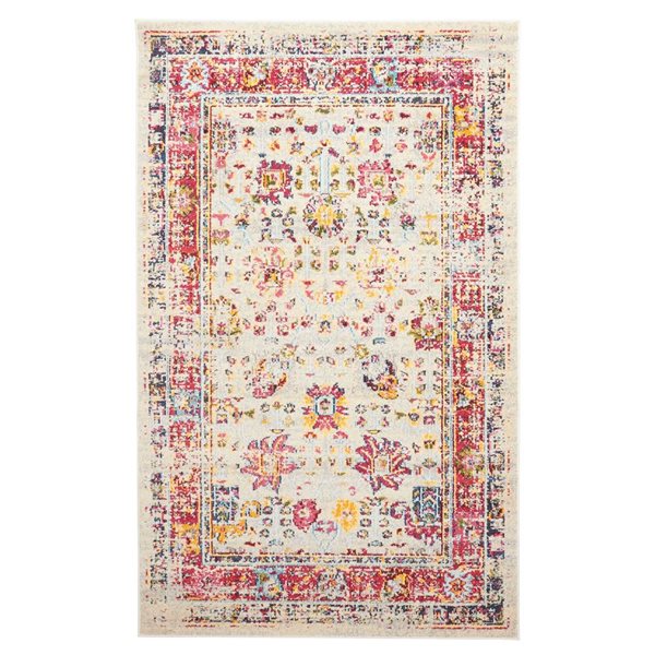 ECARPET Jasmine Ivory Traditional Rectangular Polypropylene Abstract Area Rug - 8 x 10-ft
