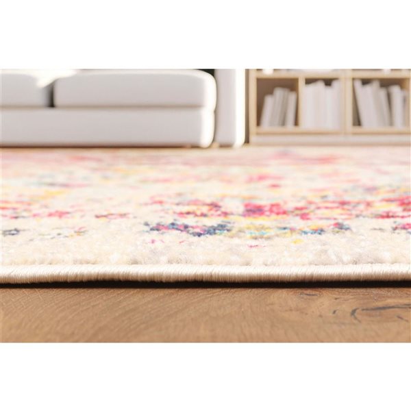 ECARPET Jasmine Ivory Traditional Rectangular Polypropylene Abstract Area Rug - 8 x 10-ft