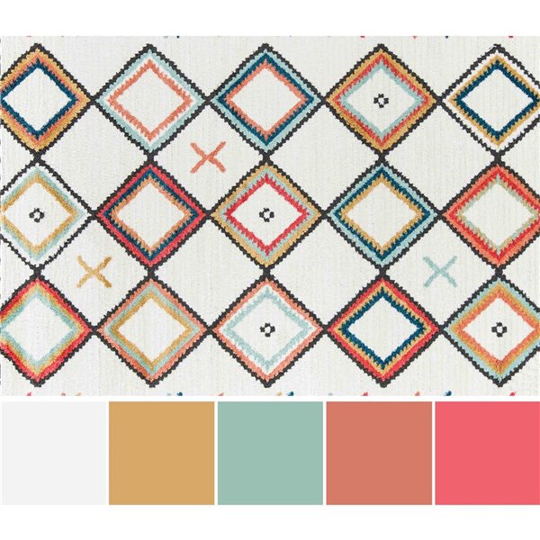 ECARPET Vivi Multicolour Contemporary Rectangular Polyester Area Rug - 9 x 12-ft