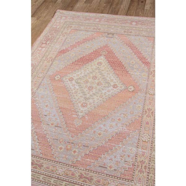 ECARPET Poppy Pink Traditional Rectangular Polyester Geometric Area Rug - 7 x 10-ft