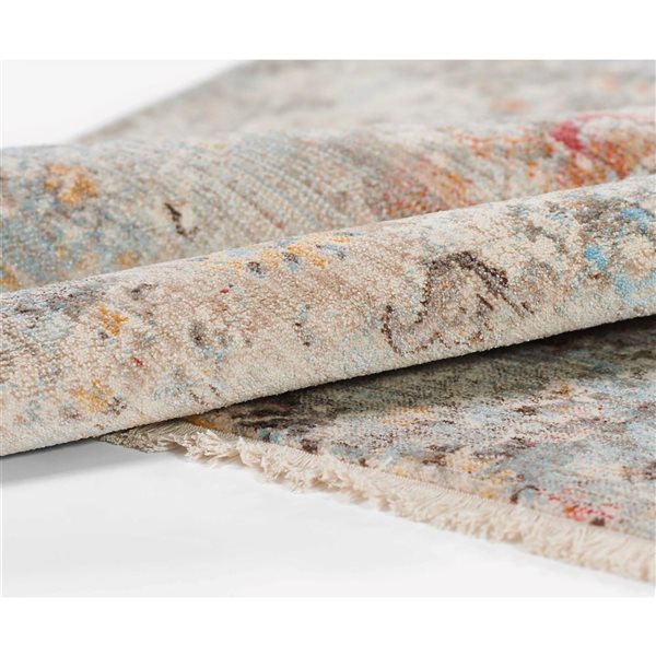 ECARPET Camellia Multicolour Traditional Rectangle Polyester Abstract Runner Rug - 2 x 8-ft