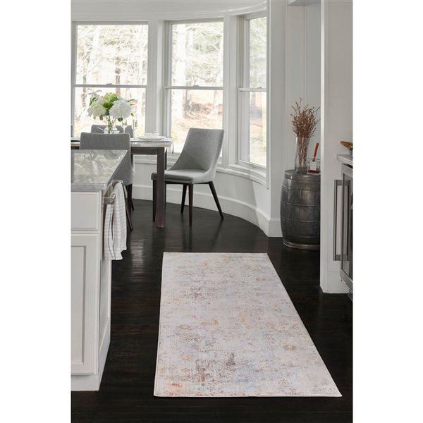 ECARPET Camellia Multicolour Traditional Rectangle Polyester Abstract Runner Rug - 2 x 8-ft