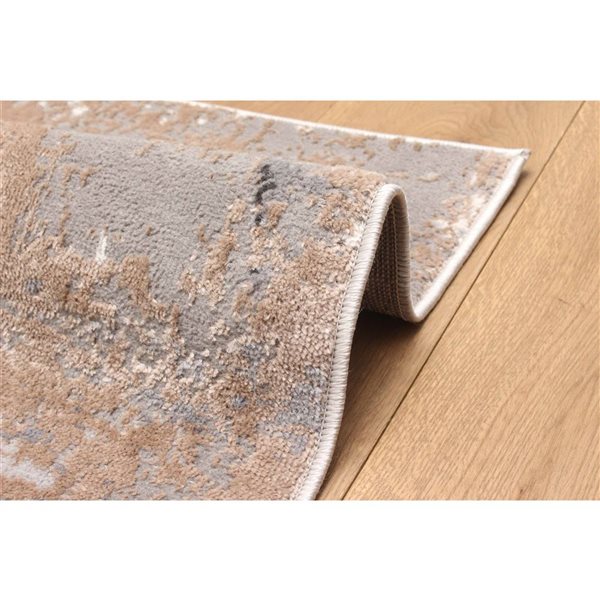 ECARPET Bronte Taupe Grey Contemporary Rectangle Polyester Abstract Area Rug - 5 x 8-ft