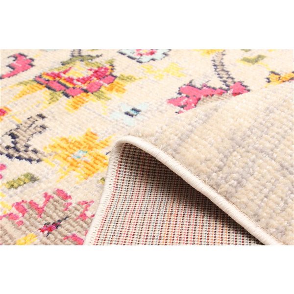 ECARPET Rosa Ivory Traditional Rectangular Polypropylene Abstract Area Rug - 5 x 8-ft