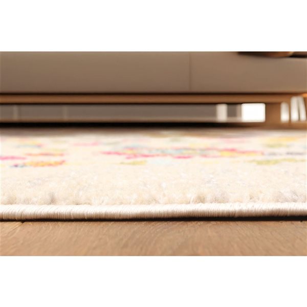 ECARPET Rosa Ivory Traditional Rectangular Polypropylene Abstract Area Rug - 5 x 8-ft