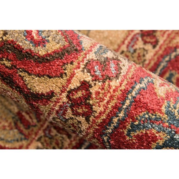 ECARPET Lux Beige Traditional Rectangular Polypropylene Medallion Area Rug - 5 x 7-ft