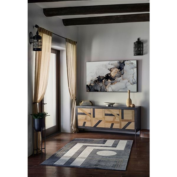 ECARPET Erisa Charcoal Contemporary Rectangular Polyester Geometric Area Rug - 5 x 7-ft