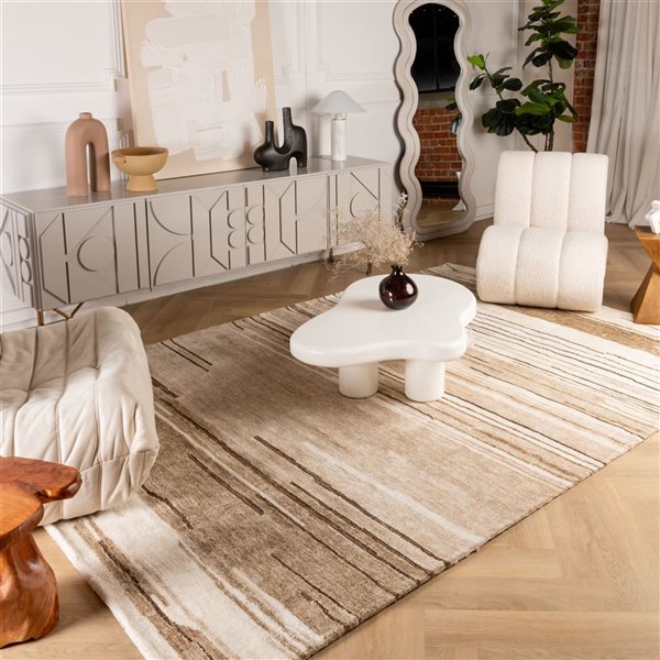 Rug Branch Maya 8 x 11-ft Abstract Area Rug - Off-White/Light Brown
