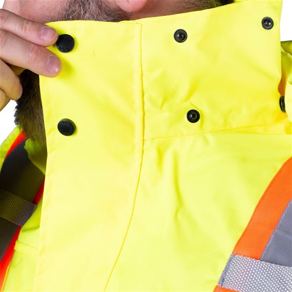 Terra High Visibility Rain Jacket w/ Removable Hood - Yellow - Medium