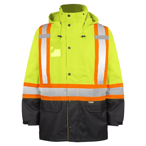 Terra High Visibility Rain Jacket w/ Removable Hood - Yellow - Medium