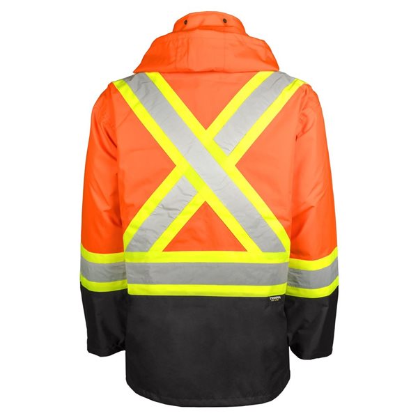 Terra High Visibility Rain Jacket w/ Removable Hood - Orange - Medium