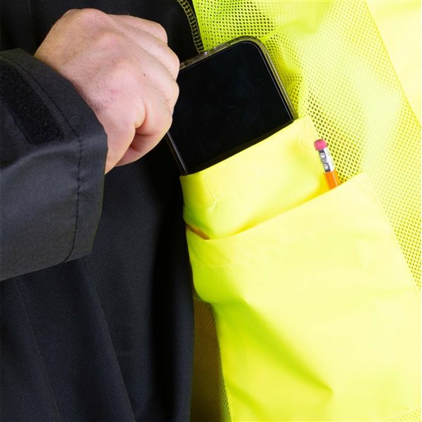 Terra High Visibility Rain Jacket w/ Removable Hood - Yellow - Large