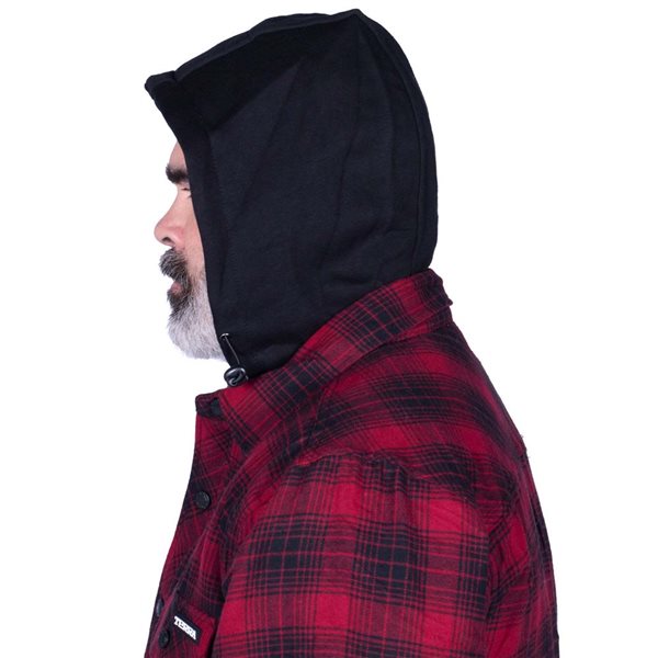 Terra Axe Quilted Flannel Shirt-Jacket w/ Fooler Hood - Red - Large