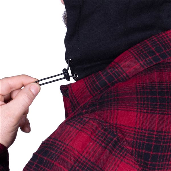 Terra Axe Quilted Flannel Shirt-Jacket w/ Fooler Hood - Red - Large