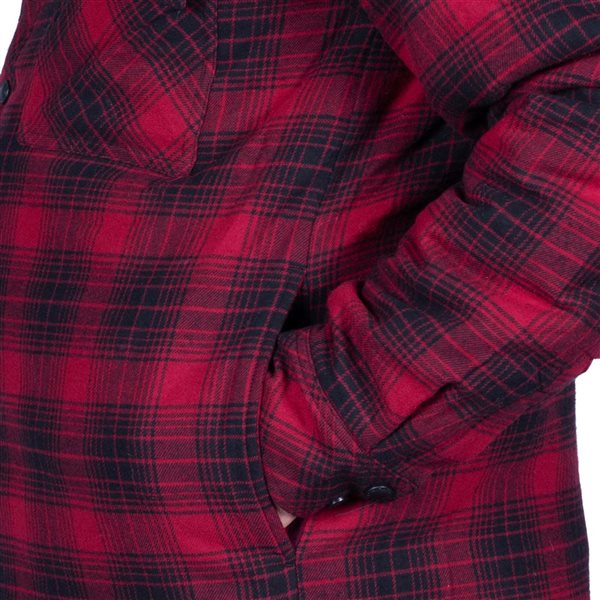 Terra Axe Quilted Flannel Shirt-Jacket w/ Fooler Hood - Red - Large