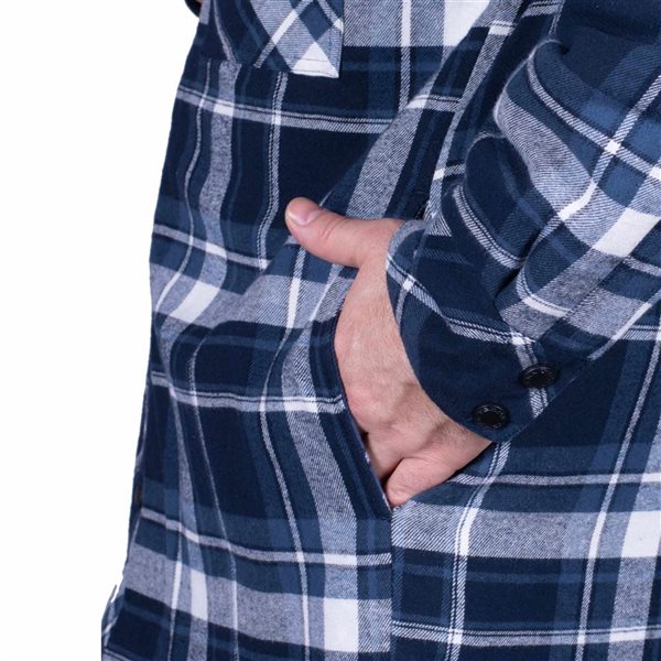 Terra Axe Quilted Flannel Shirt-Jacket w/ Fooler Hood - Blue - XL