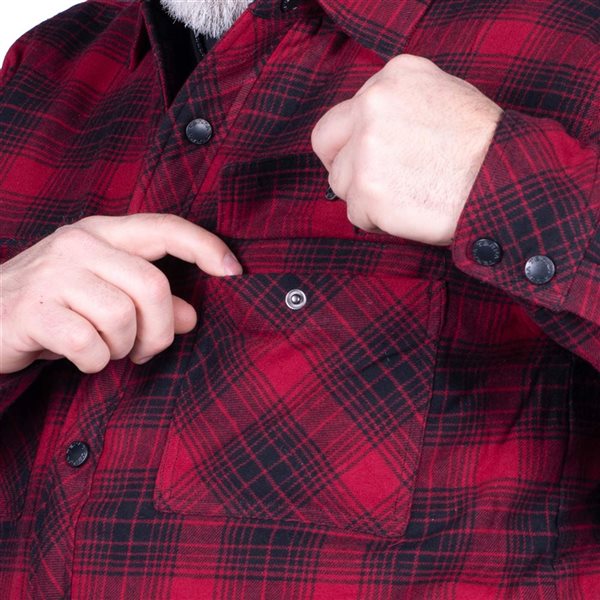 Terra Axe Quilted Flannel Shirt-Jacket w/ Fooler Hood - Red - Medium