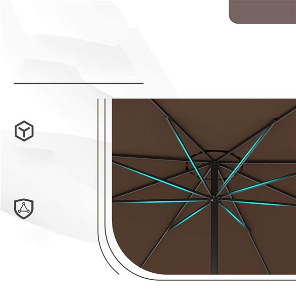 Costway 12-ft Brown Market Patio Umbrella with Crank Handle & 8 Sturdy Ribs