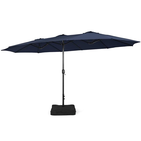 Costway 15-ft Navy Double-Sided Twin Patio Umbrella