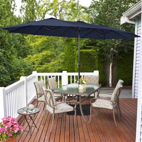 Costway 15-ft Navy Double-Sided Twin Patio Umbrella