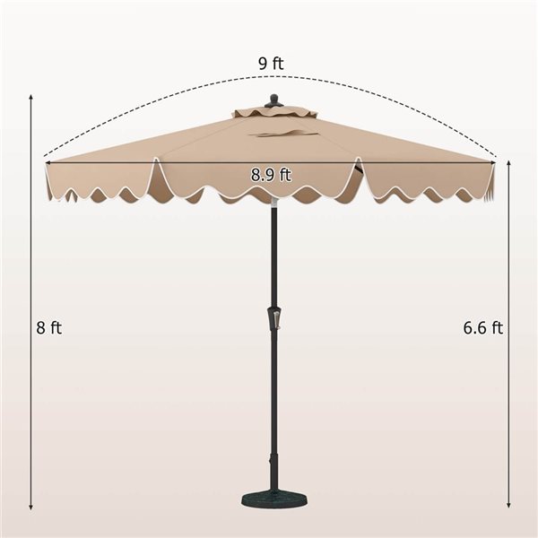 Costway 9-ft Brown  2-Tier Market Patio Umbrella with Sun-Protective Canopy