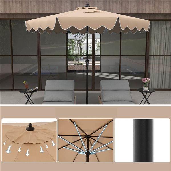 Costway 9-ft Brown  2-Tier Market Patio Umbrella with Sun-Protective Canopy