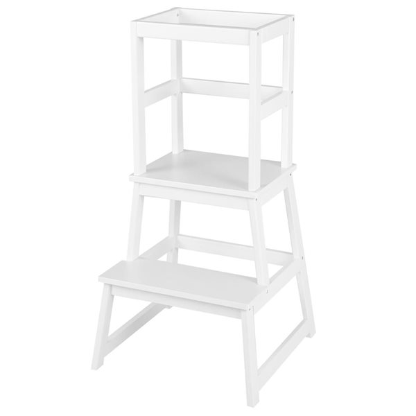 Step Stool Rona Costway White Kids Kitchen Step Stool Kids Standing Tower with Safety ...